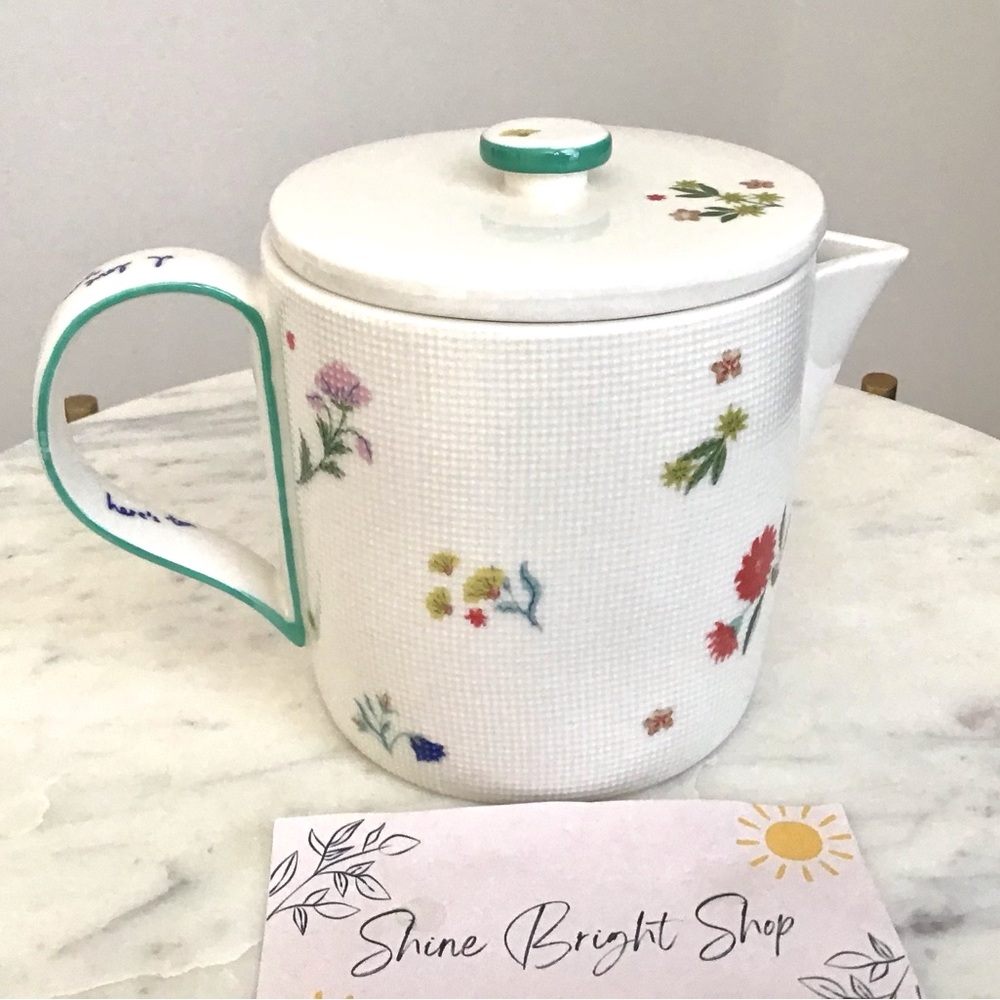 Anthropologie Teapot Stoneware Floral New In Box NWT